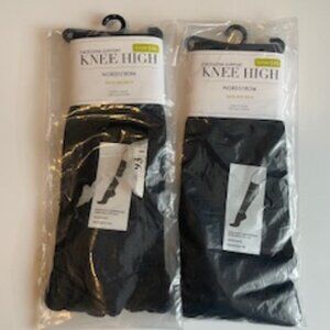 NWT Nordstrom Black Compression Knee Highs - 2 Pair M/L fit shoe size 8.5-11